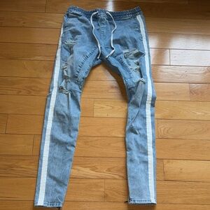 PacSun Light Blue Skinny Jeans with White Stripes